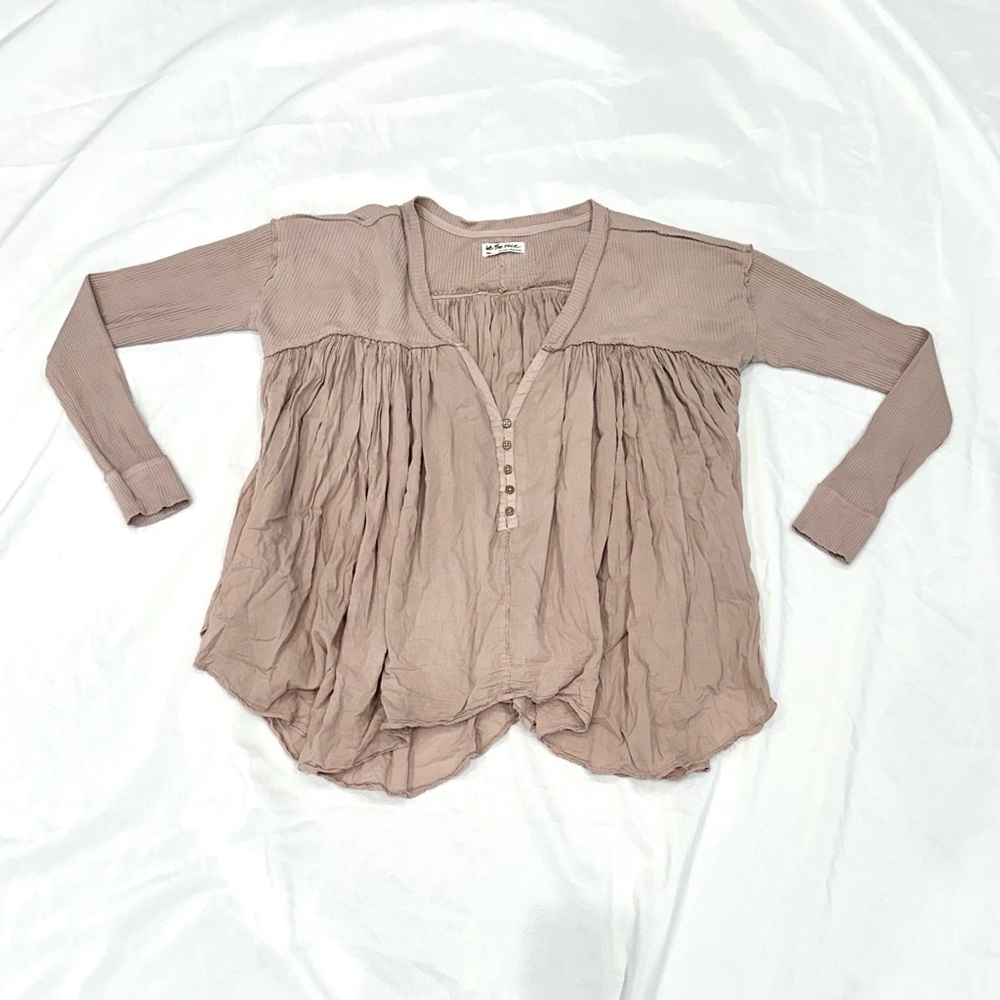 NWOT Free People Long Sleeve Blush Pink Flowy Top